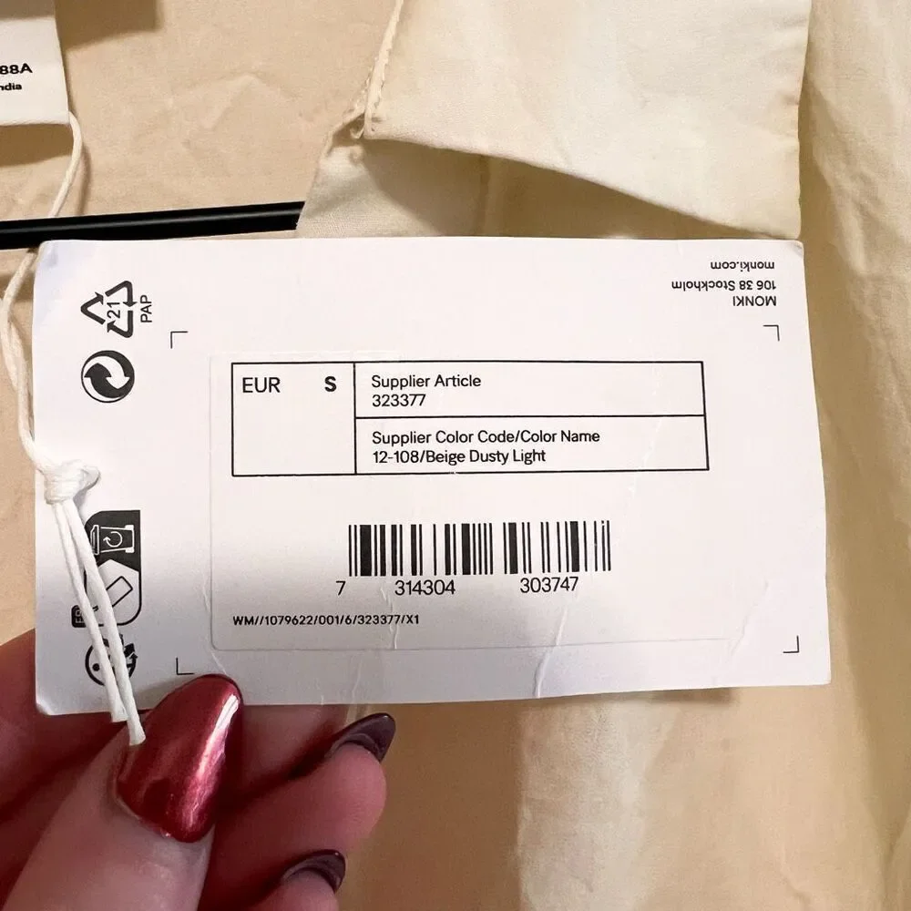 New Monki 100% Cotton Poplin Top Size S - Picture 8 of 9